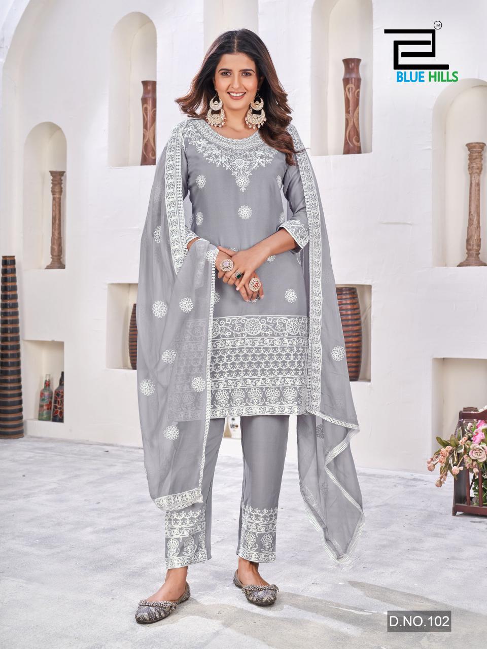Heenaz By Blue Hills Designer Rayon Embroidery Kurti With Bottom Dupatta Wholesale Market
